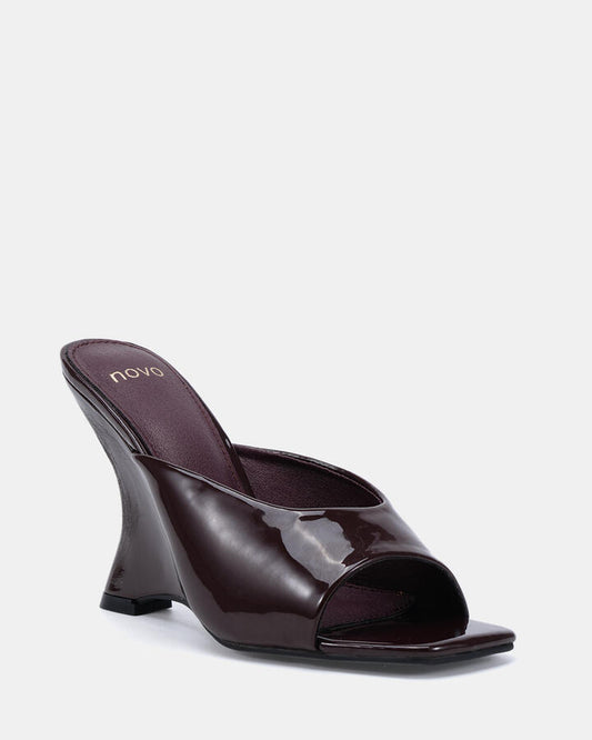 Image of Heels. Productname: Zayley: Espresso Patent - Women's High Fashion in Espresso Patent colour by brand - Novo