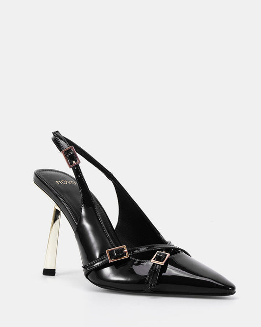 Image of Heels. Productname: Ztella: Black Patent - Women's High Fashion in Black colour by brand - Novo