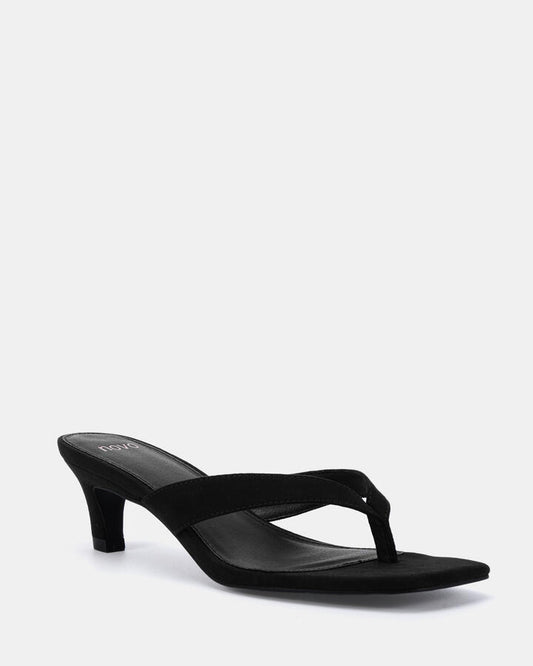 Image of Heels. Productname: VALENCE BLACK Women's Strappy - Low Heel Novo Heels in Black colour by brand - Novo