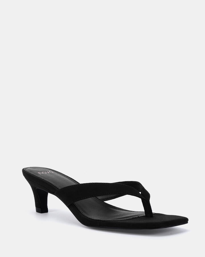 Image of Heels. Product name - Valence Black Low Heels in Black colour by brand - Novo
