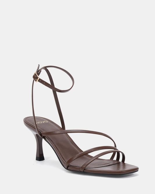 Image of Heels. Productname: Viking: Milk Chocolate - Women's Strappy - Low Heel in Midnight colour by brand - Novo
