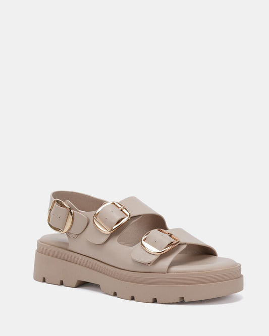 Image of Flats. Productname: Tarty: White Sand - Women's Strappy - Flat in White Sand colour by brand - Novo