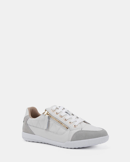 Image of Sneakers. Product name - Shania Rivers White Lace Up Sneakers in Multi colour by brand - Novo