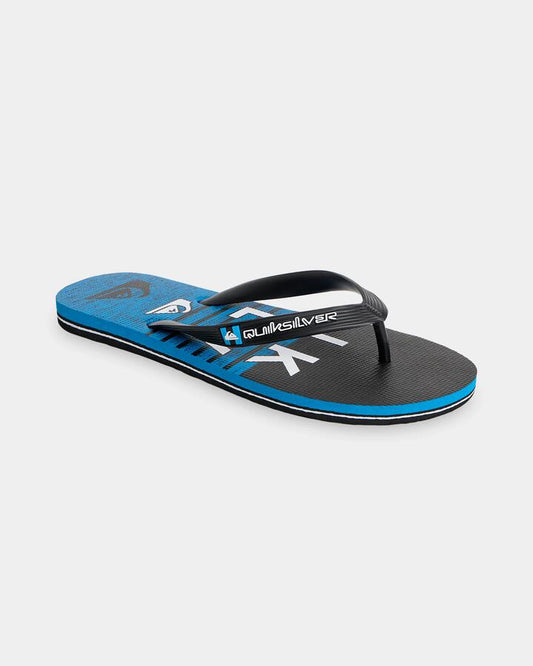 Image of Sandals. Product name - Quiksilver Mens Moncata Wordmark Thongs Black/Blue in Black/Blue colour by brand - Quiksilver