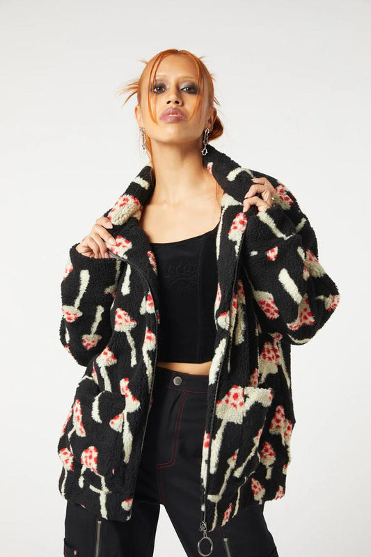 Image of Hats. Productname: Shroom Cap Fleece Jacket in Black colour by brand - Dangerfield