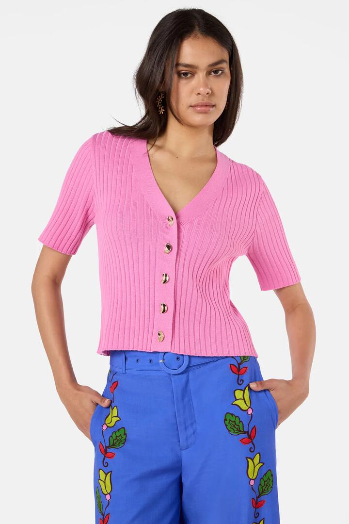 Image of a model wearing Tops. Productname: Yarning For You Knit Top in Pink colour by brand - Gorman