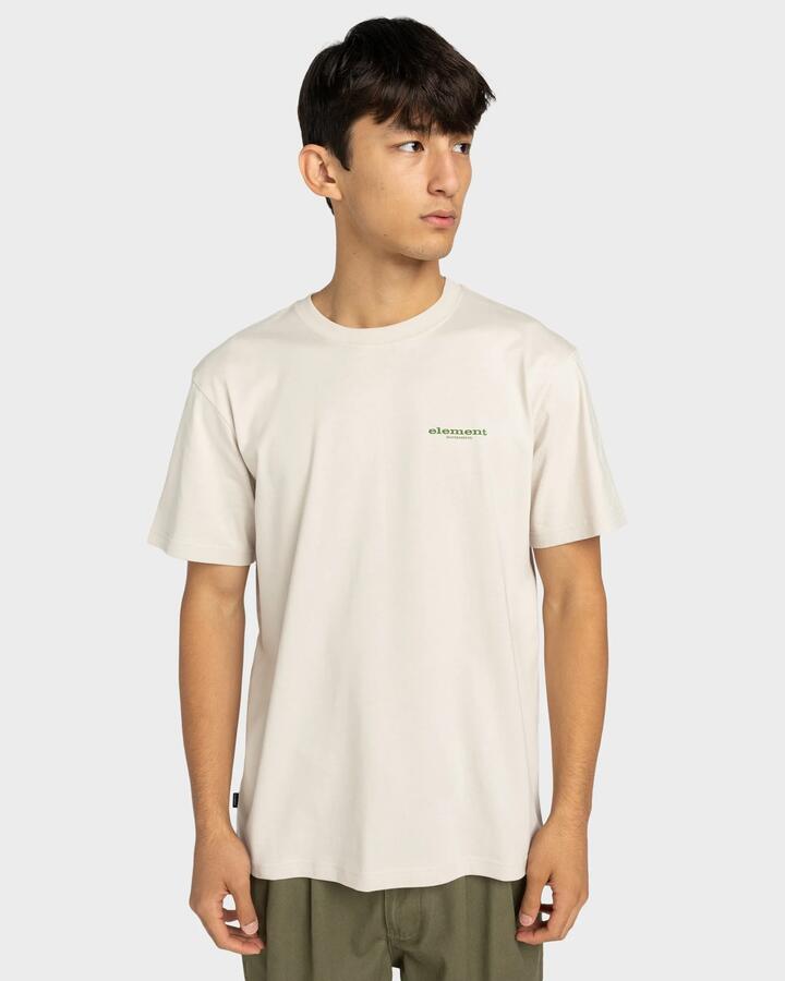 Image of T-Shirts. Product name - Element Mens Bigfoot Trees T-Shirt Oat Milk in Oat Milk colour by brand - Element