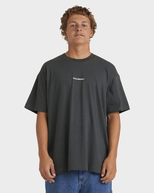 Image of a model wearing Tops. Productname: Billabong Mens Absense T-Shirt Cypress Green - in Cypress Green colour by brand - Billabong