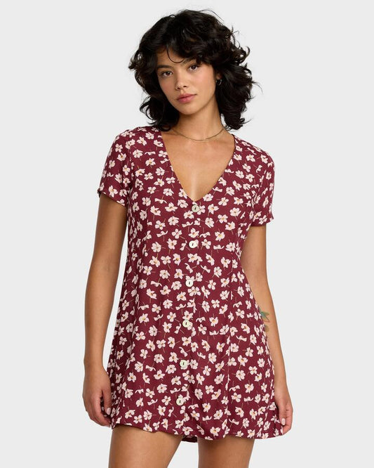 Image of Dresses. Productname: RVCA - Womens Understated Midi Dress - Cranberry - in Cranberry colour by brand - RVCA