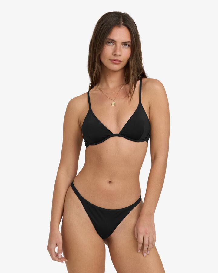 Image of Swimwear. Product name - Billabong Womens Sol Searcher Maya Bikini Bottom Black Pebble in Black Pebble colour by brand - Billabong