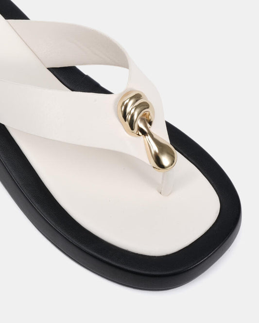 Image of Flats. Product name - Toolah White Flatform in Multi colour by brand - Novo