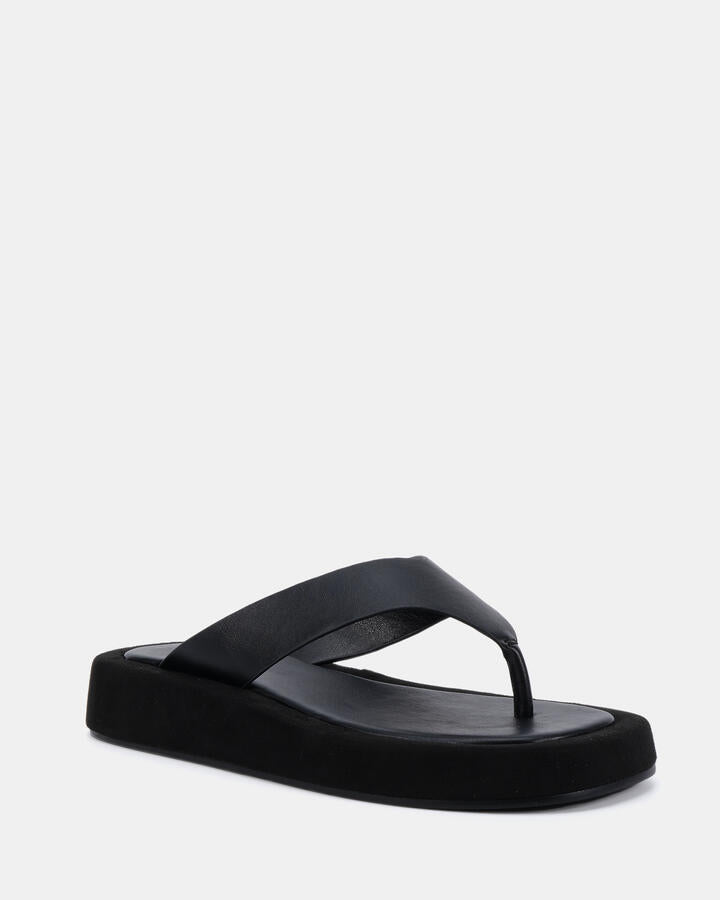 Image of Sandals. Product name - Toolah Black Smooth Sandals in Black colour by brand - Novo