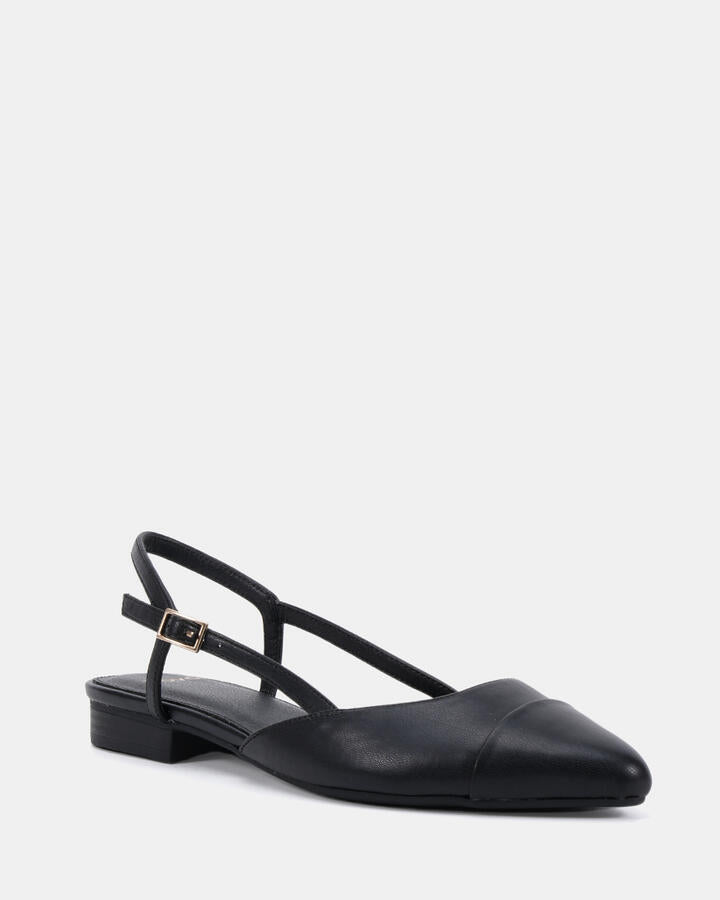 Image of Flats. Product name - Couscous Black Smart Casual in Black colour by brand - Novo