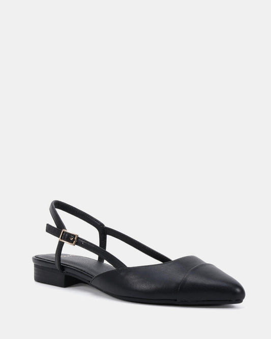 Image of Flats. Product name - Couscous Black Smart Casual in Black colour by brand - Novo
