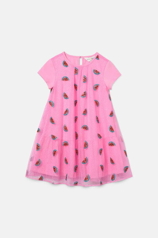 Image of Dresses. Productname: Watermelon Sequin Kids Dress in Pink colour by brand - Gorman