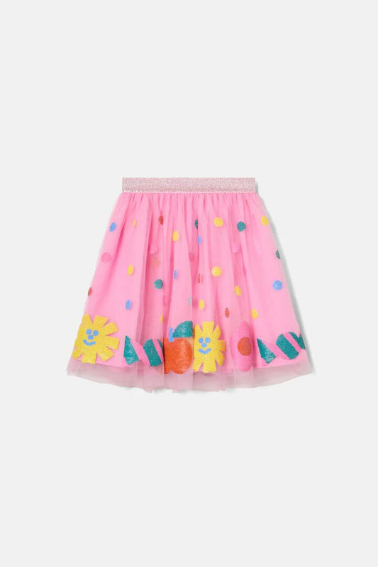 Image of a model wearing Skirts. Productname: Little Sequins Kids Skirt in Pink colour by brand - Gorman