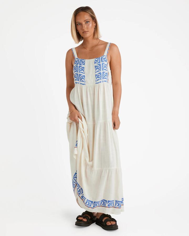 Image of Dresses. Product name - Volcom Womens Fa Emma Rushton Maxi Dress Vintage White in Vintage White colour by brand - Volcom