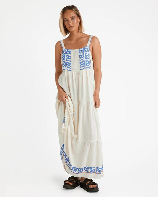 Image of Dresses. Product name - Volcom Womens Fa Emma Rushton Maxi Dress Vintage White in Vintage White colour by brand - Volcom
