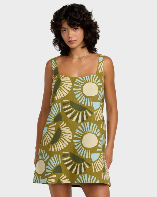 Image of Dresses. Productname: RVCA Womens Baker Mini Dress Moss Green - in Moss Green colour by brand - RVCA