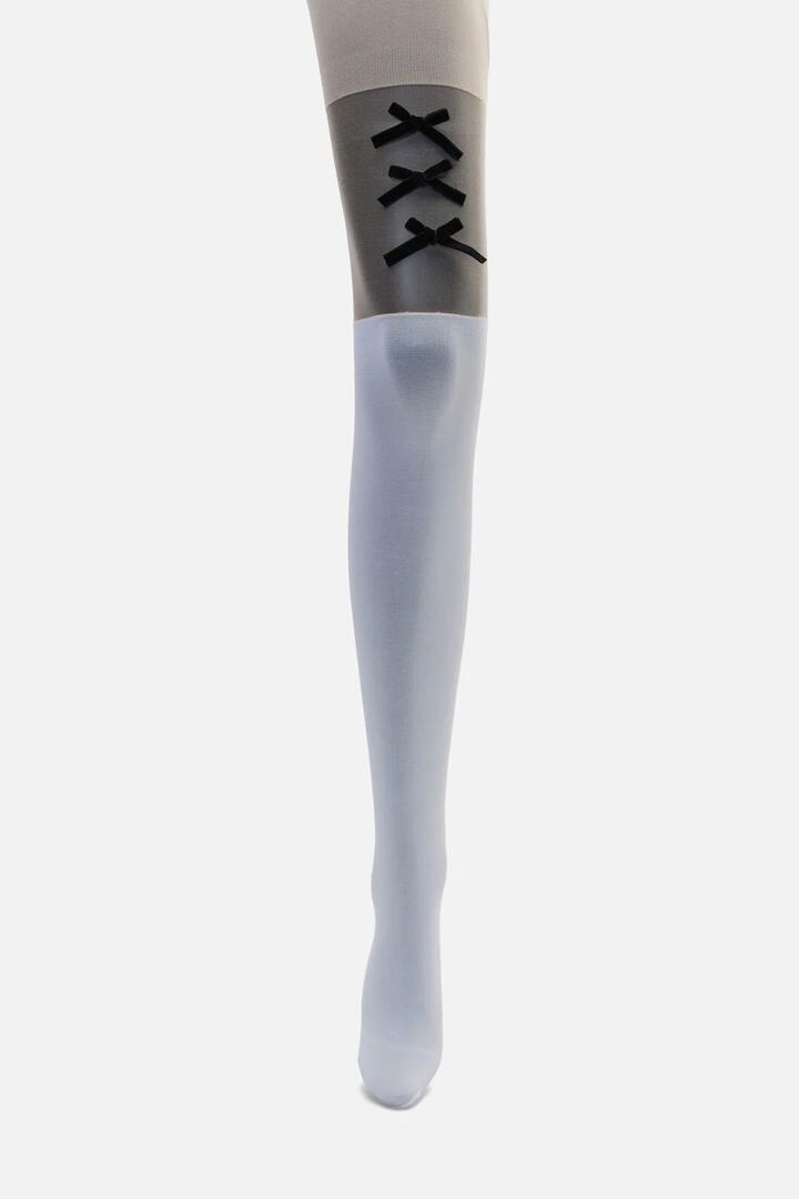 Image of Lingerie. Productname: White Suspender Bow Tights in White colour by brand - Dangerfield