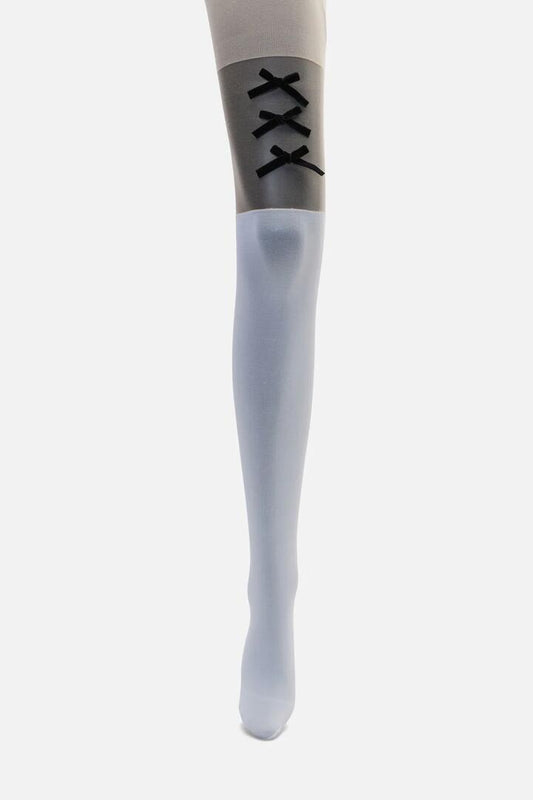 Image of Lingerie. Productname: White Suspender Bow Tights in White colour by brand - Dangerfield