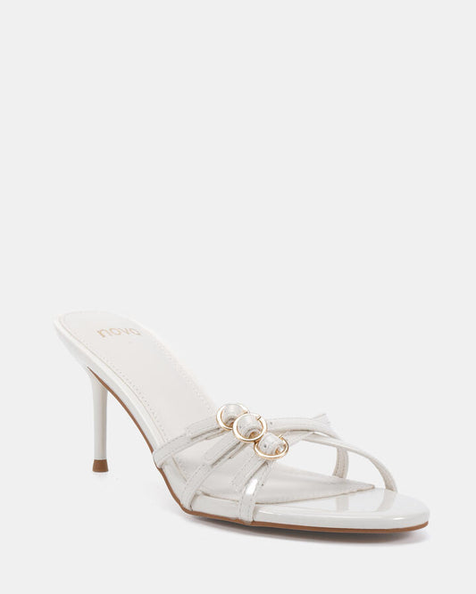 Image of Heels. Productname: Merivale: White Patent - Women's Strappy - High Heel in White colour by brand - Novo
