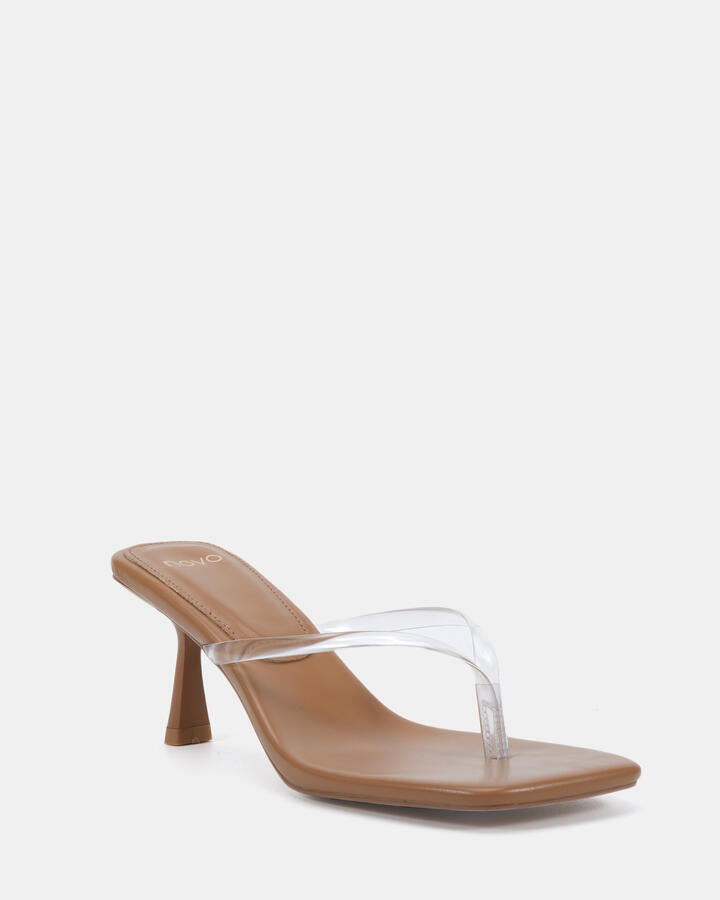 Image of Heels. Product name - Zania Â· Clear Beige Vegan Heels in Beige colour by brand - Novo