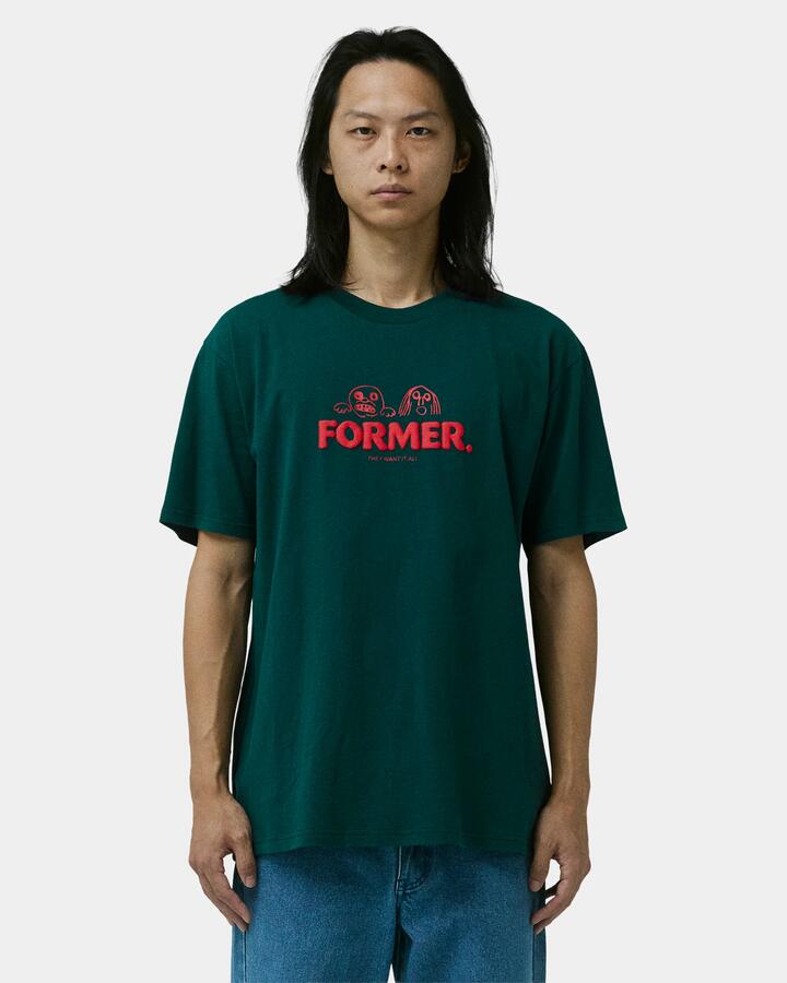 Image of T-Shirts. Product name - Former Mens Want It All T-Shirt Green in Green colour by brand - Former