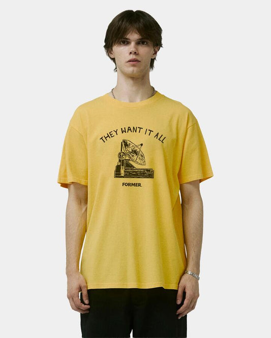 Image of T-Shirts. Product name - Former Mens Satelite T-Shirt Yellow in Yellow colour by brand - Former