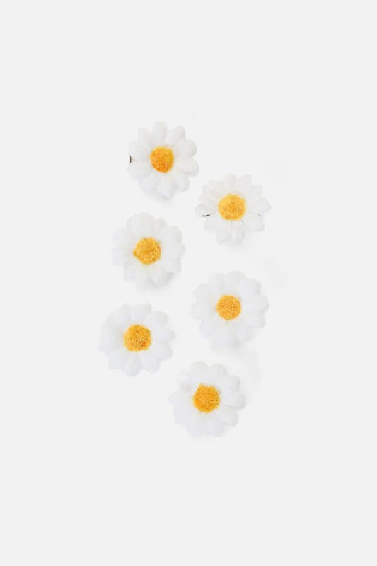 Image of Hair Accessories. Productname: Flower Hair Clips Set of 6 in White colour by brand - Princess Highway