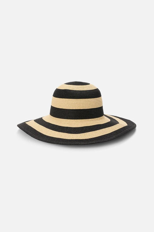 Image of Hats. Productname: Black & Cream Straw Sun Hat in Black colour by brand - Princess Highway