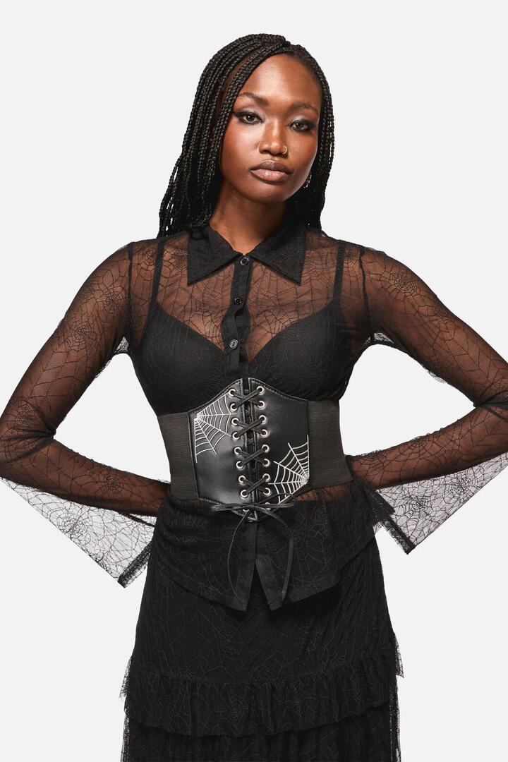 Image of Accessories. Productname: Cobweb Corset Belt in Black colour by brand - Black Friday