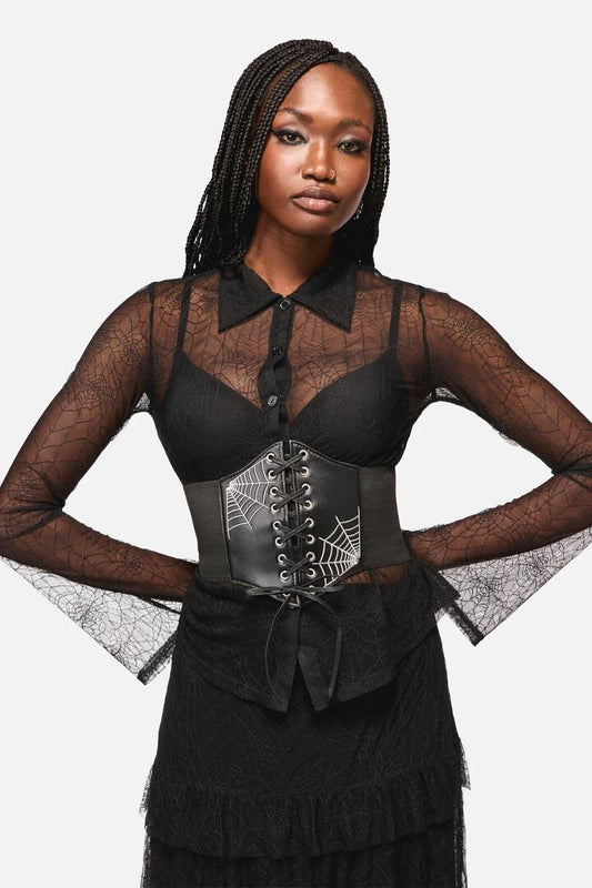 Image of Accessories. Productname: Cobweb Corset Belt in Black colour by brand - Black Friday