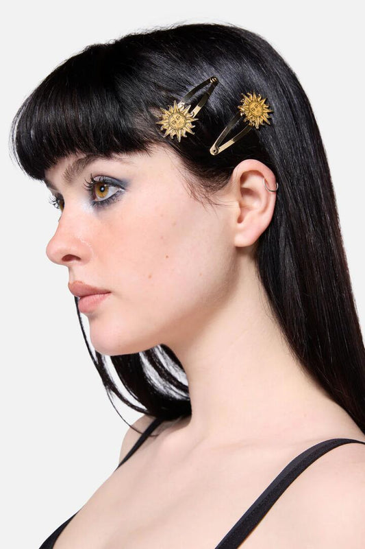 Image of Hair Accessories. Productname: Celestial Sun Hair Clips in Gold colour by brand - Black Friday