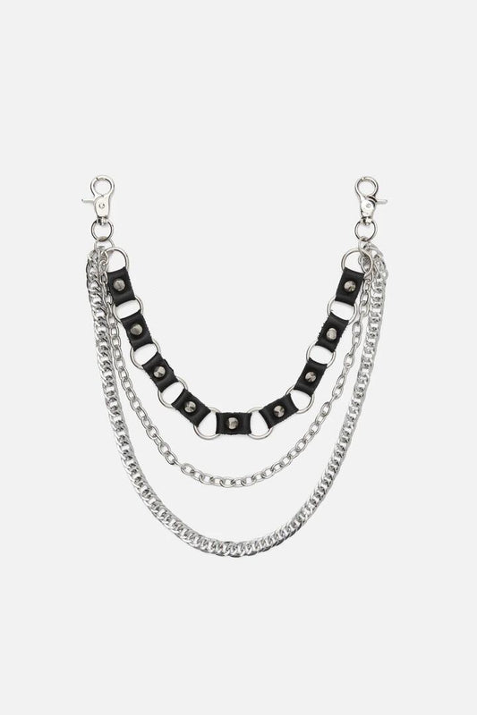 Image of Jewelry. Productname: Leather Look Link Chain in Silver/Black colour by brand - Black Friday
