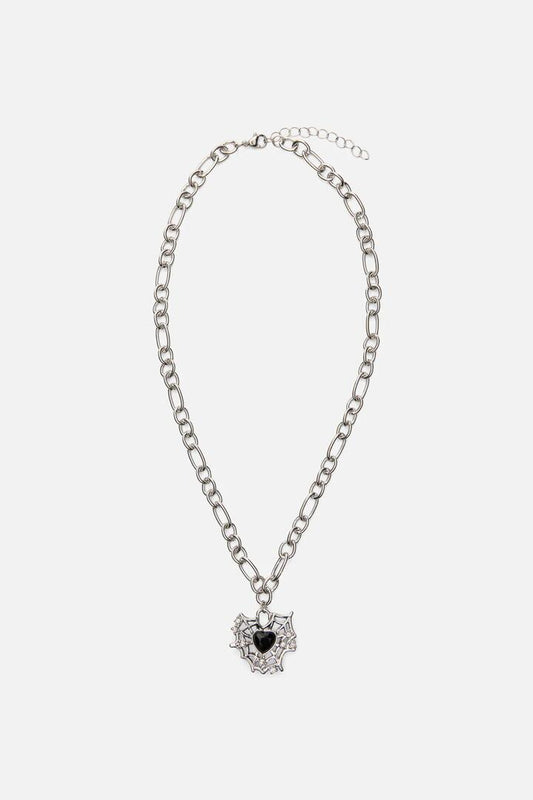 Image of Necklaces. Productname: Cobweb Heart Necklace in Silver colour by brand - Black Friday