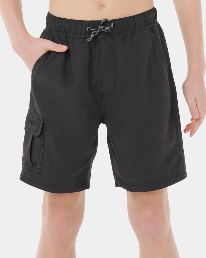 Image of Swimwear. Product name - Rip Curl Boys 8-16 Cargo Volley Boardshorts Black in Black colour by brand - Rip Curl