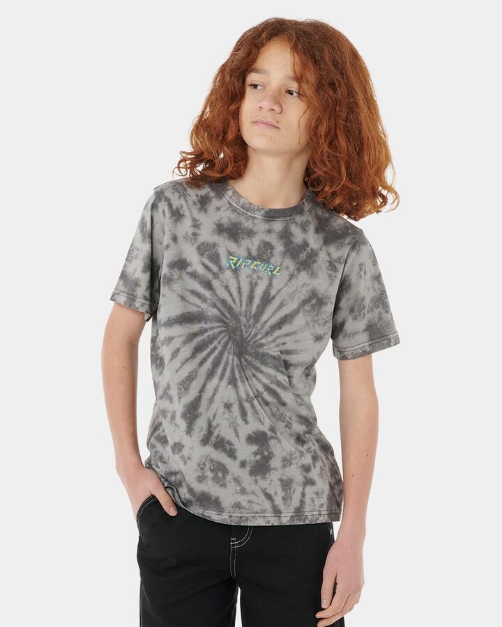 Image of T-Shirts. Product name - Rip Curl Boys 8-16 Tropic Daze Tie Dye T-Shirt Washed Black in Washed Black colour by brand - Rip Curl