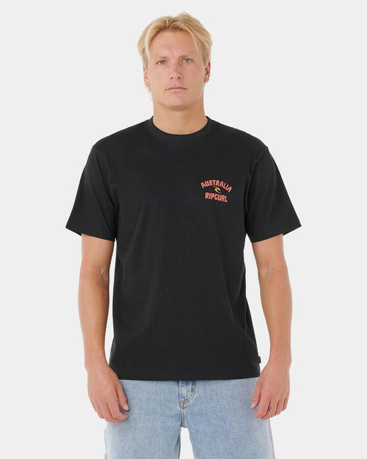 Image of T-Shirts. Product name - Rip Curl Mens Utopia Desto T-Shirt Black in Black colour by brand - Rip Curl