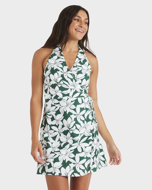 Image of Dresses. Productname: Roxy Womens Khloe Vista Mini Dress Evergreen - in Evergreen colour by brand - Roxy