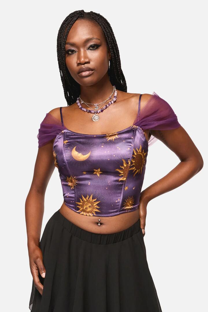 Image of Lingerie. Productname: Cosmic Light Whimsy Corset Top in Purple colour by brand - Black Friday