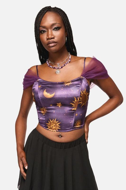 Image of Lingerie. Productname: Cosmic Light Whimsy Corset Top in Purple colour by brand - Black Friday