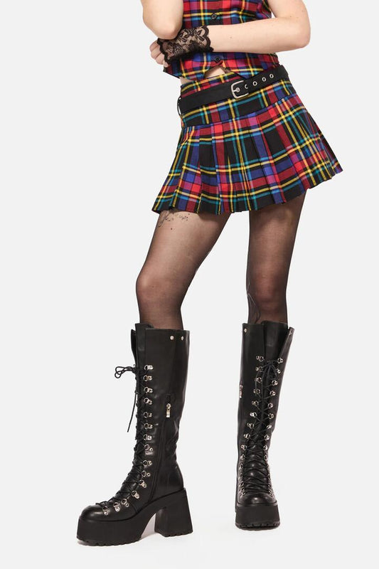 Image of a model wearing Skirts. Productname: Anarchic Tartan Skort in Multi colour by brand - Dangerfield
