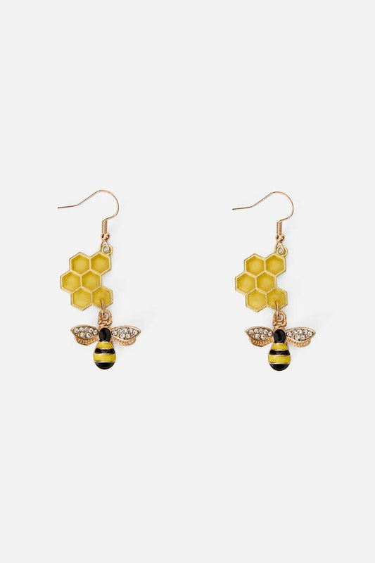 Image of Earrings. Productname: Honeycomb Bee Earrings in Gold colour by brand - Princess Highway