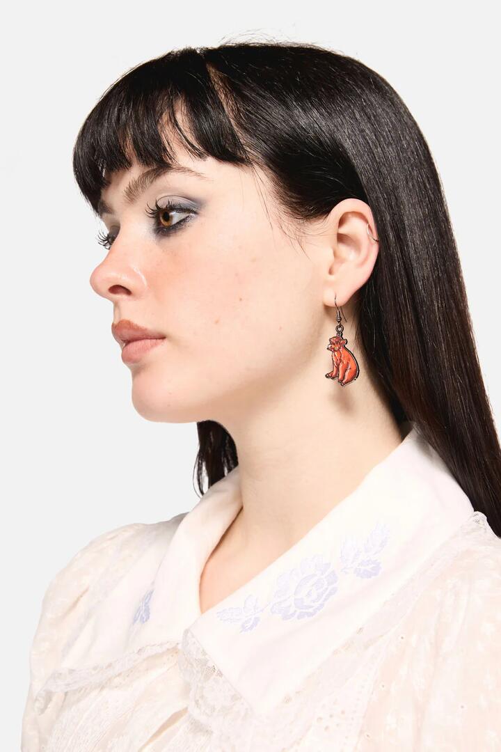 Image of Earrings. Productname: Highland Cow Earrings in Chocolate colour by brand - Dangerfield