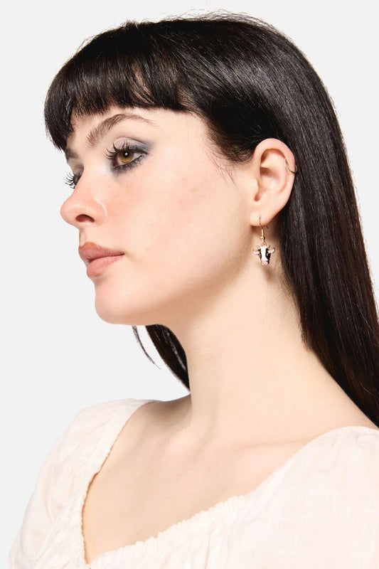 Image of Earrings. Productname: 3D Cow Earrings in Black/White colour by brand - Dangerfield