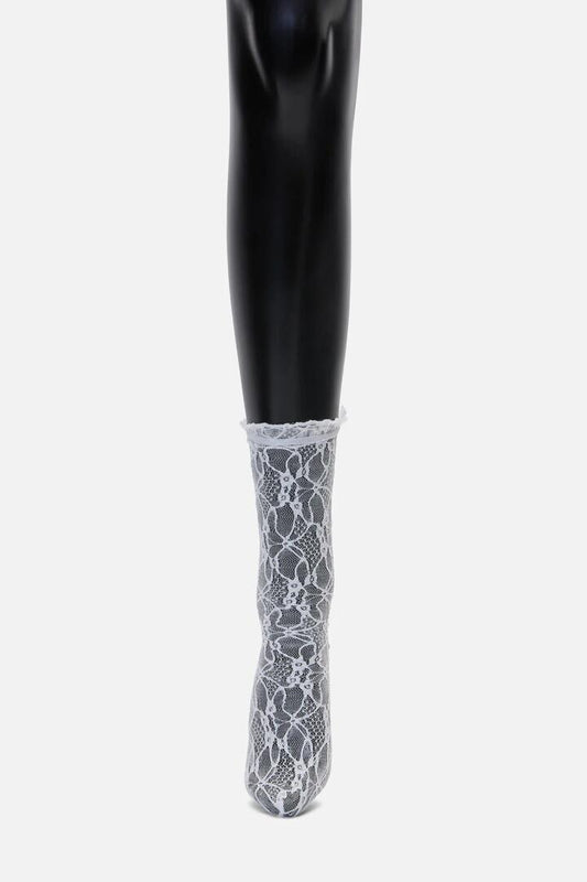 Image of Socks. Productname: White Lacey Lace Sock in White colour by brand - Dangerfield