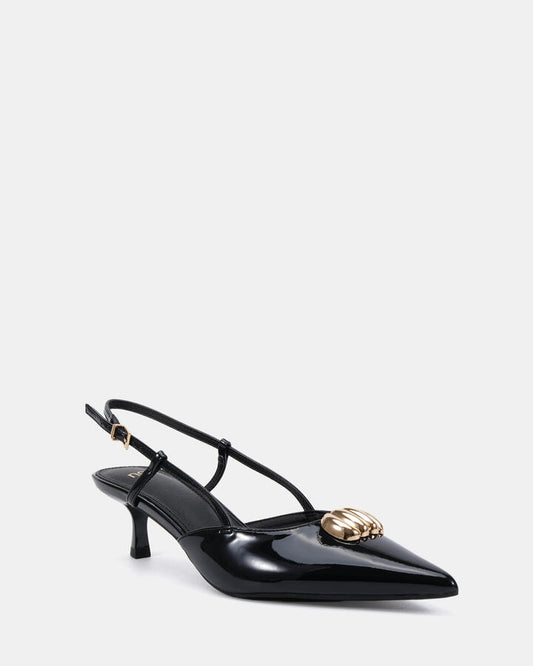 Image of Shoes. Productname: Iakopa: Black Patent - Women's Court - Low Heel in Black colour by brand - Novo