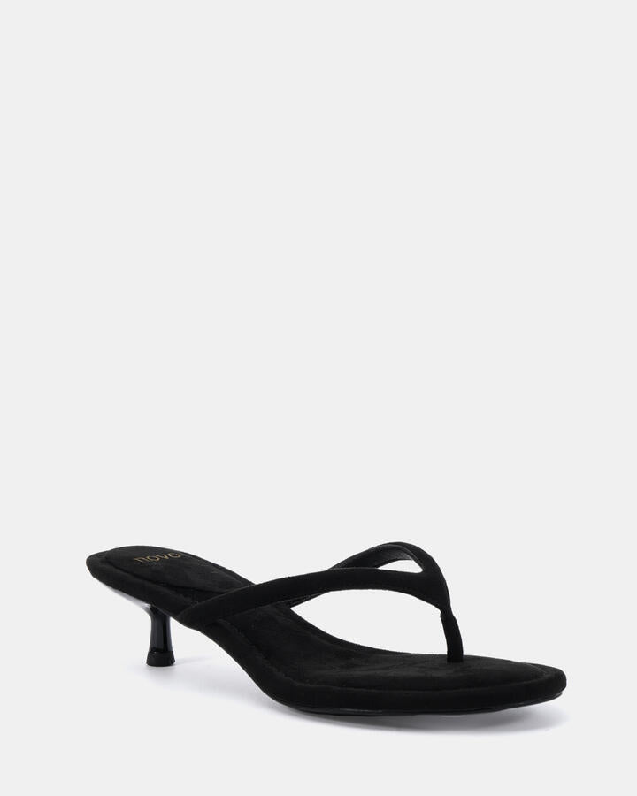 Image of Heels. Product name - Vayda Black Suede High Heels in Black colour by brand - Novo