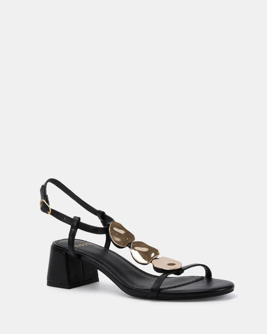 Image of Heels. Productname: Undigo: Black - Women's Strappy - Low Heel in Black colour by brand - Novo